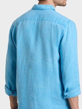 DEA made in Italy mens blue linen Long sleeve shirt 2X